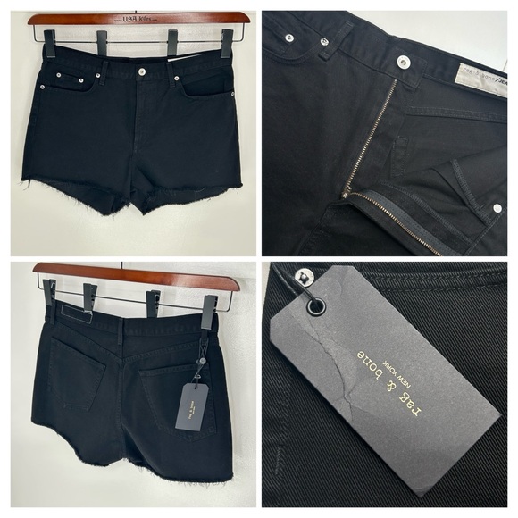 rag & bone Pants - Rag &‎ Bone NWT Justine Short Size 31 Black USA Made 34x3 Festival Denim $165
